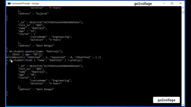 EP 01 | MongoDB Queries | Program | Project I go2collage