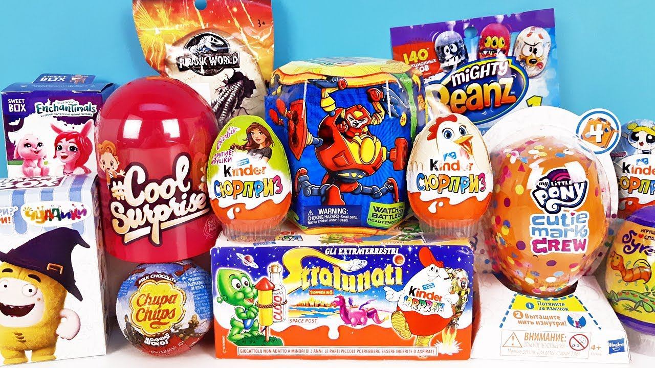 15 Киндер Сюрпризов, Unboxing Kinder Surprise Ready2Robot,My little pony,Mighty Beanz,Jurassic World