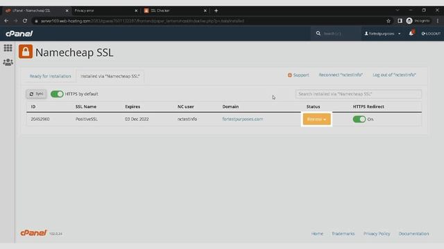 How to renew an SSL certificate using the Namecheap SSL plugin