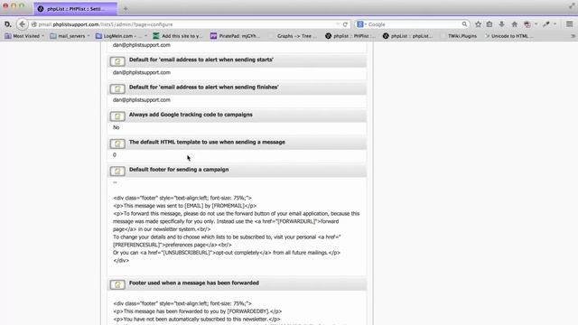 Configuring phpList #2 Configuring the Web Accessible Settings