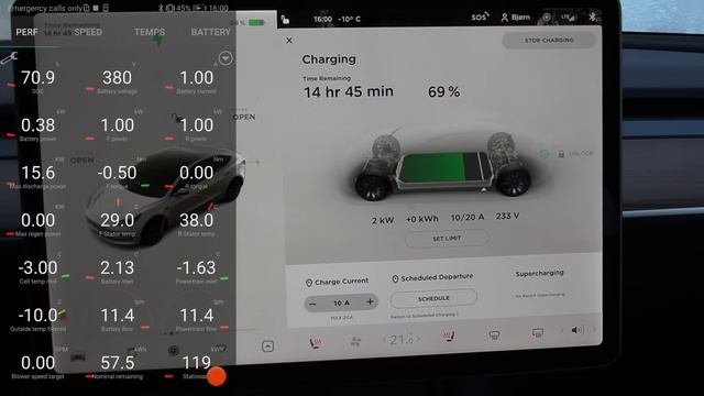 Tesla Model 3 AC charging in -12C