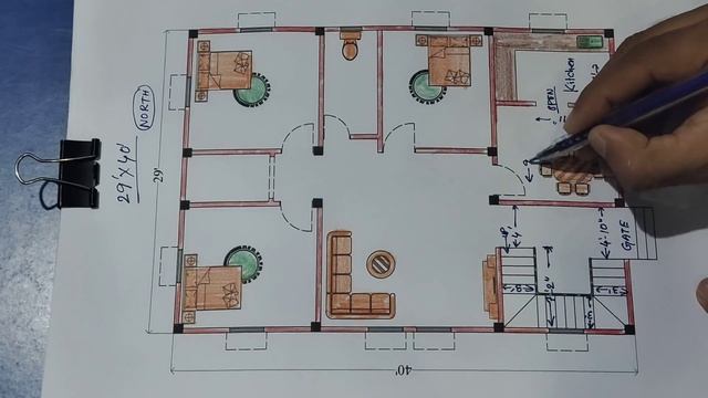 29 x 40 HOUSE DESIGN II 29 X 40 HOUSE PLAN II 29 X 40 GHAR KA NAKSHA