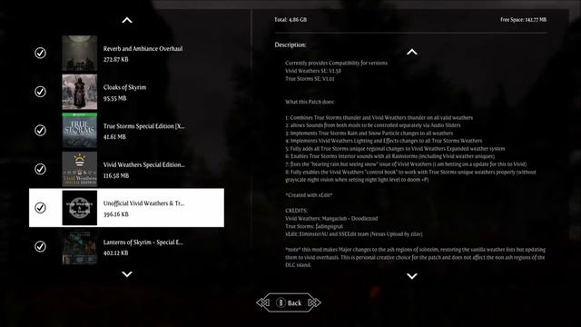 Skyrim Vivid Weathers and True Storms Compatibility Patch