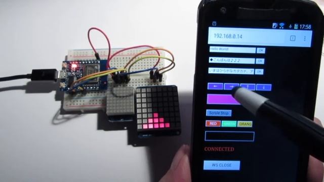 LED 8x8 Matrix Scrole Message of WebSocket control.(電光掲示板)