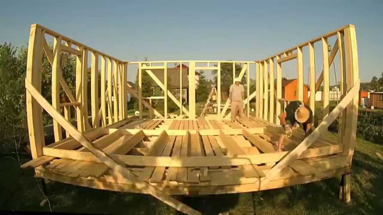 ч.4  Каркасный дом 6 на 6 своими руками (поднимаем каркасные стены)