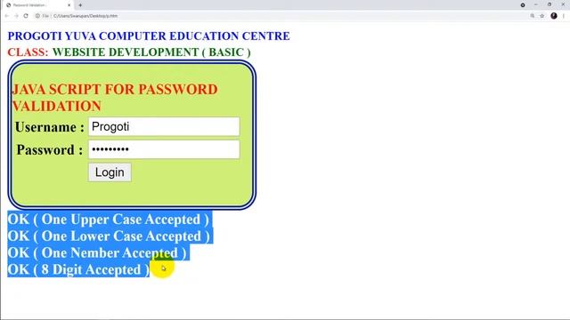 JAVA SCRIPT Auto Password Validation  Preview 