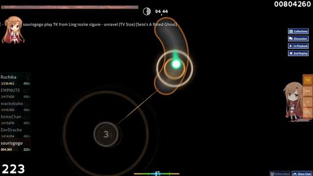Osu! - Unravel (TV Size) Seto's A Rated Ghoul 4.63*