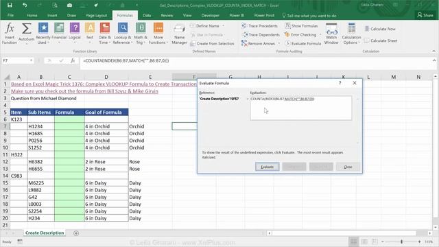 Excel Complex VLOOKUP to Create Description: Excel COUNTA, INDEX & MATCH for Blank Cells