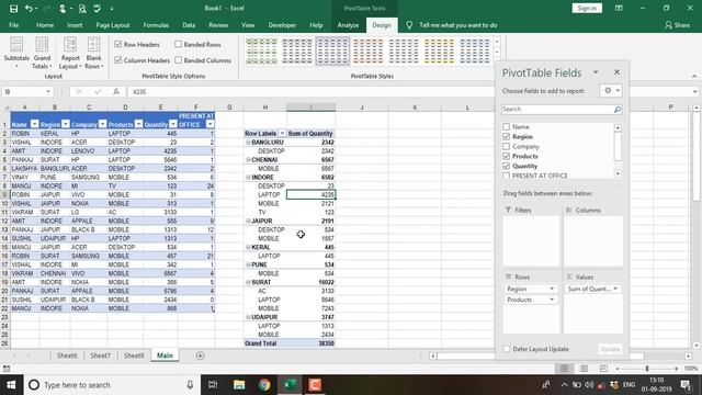 How to create pivot table in Excel 2016 in hindi
