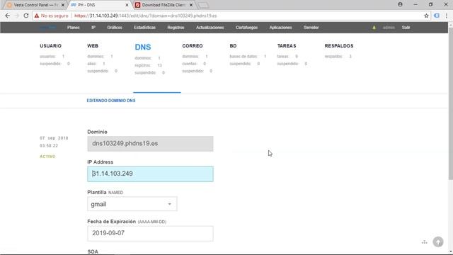 Cómo crear y configurar dns en vestaCP