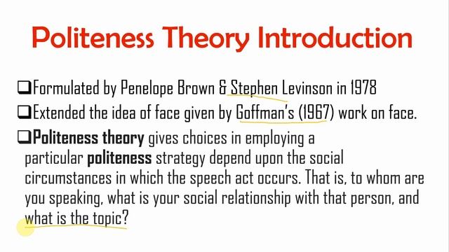 Politeness & Face Theory by Brown and Levinson - Pragmatics