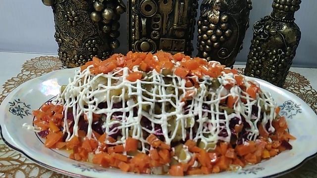 Постный салат необычно приготовленый. Очень вкусно обязательно именно так приготовте