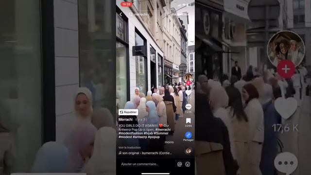 Бельгия Очередь в бутик исламской одежды.