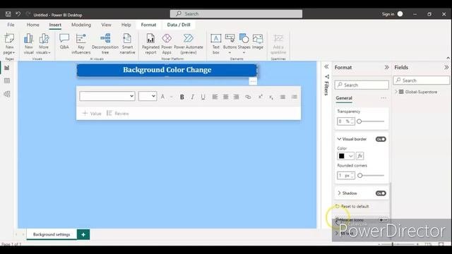 How to change  the Power BI Dashboards background color?