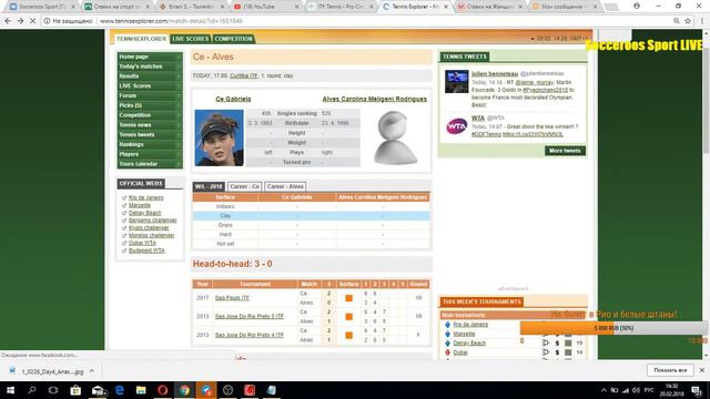 Ставим на теннис! Разбор первого дня турнира ITF в Куритибе. LIVE