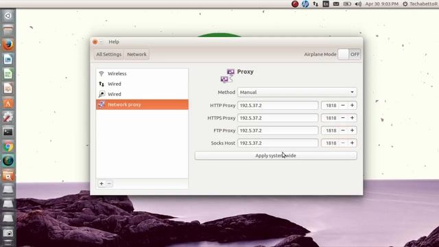 proxy settings in Ubuntu OS techabettor tutorials