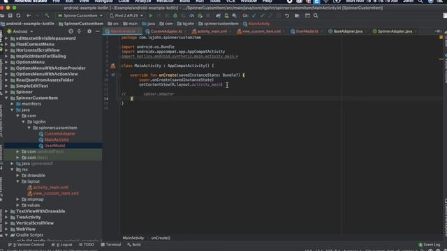 #18 Custom spinner dropdown item in Android Kotlin - Kotlin Android for beginners