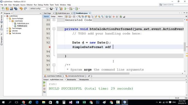 #076 Calculate Date Of Birth With J Date Chooser NetBeans j calendar In JAVA تعلم الجافا من البداية