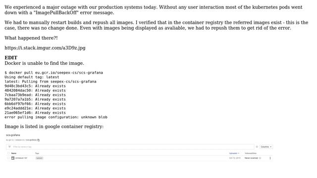 GCP Kubernetes: Cannot pull image - pods died suddenly