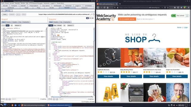 Web cache poisoning via ambiguous requests (Video solution, Audio)
