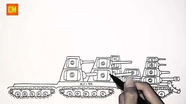 Cara Menggambar Tank KB-44 Amerika - Gerand Tank
