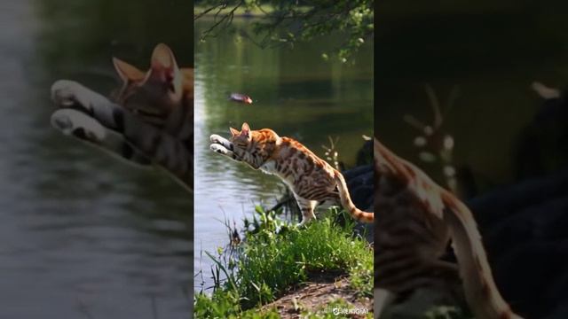 Неудачная попытка кота поймать рыбку:(