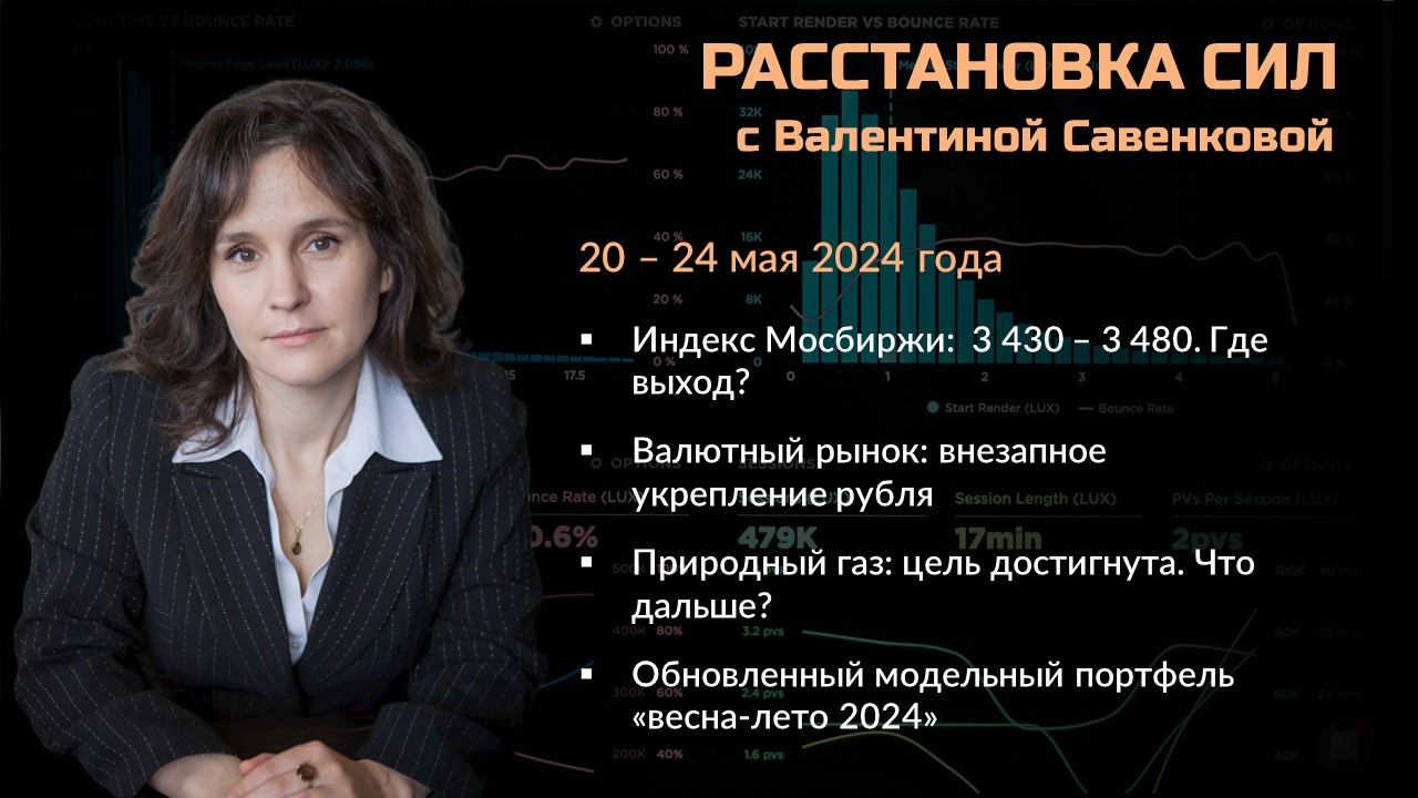 «Расстановка сил» на фондовом рынке с Валентиной Савенковой – 20 - 24 мая 2024 года
