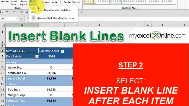 Insert Blank Rows In an Excel Pivot Table