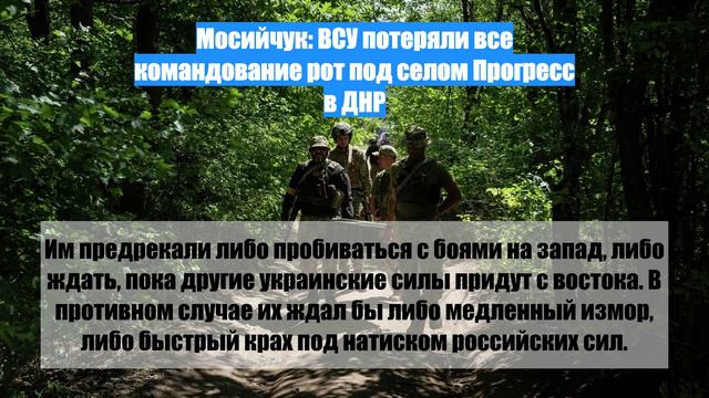 Мосийчук: ВСУ потеряли все командование рот под селом Прогресс в ДНР