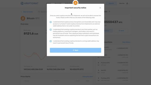 How to send cryptocurrencies to other wallets | Kriptomat