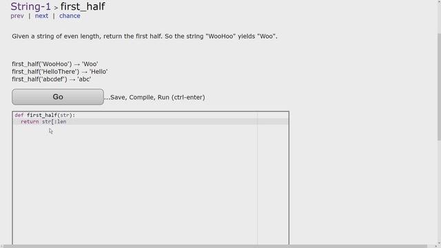 027 - Ejercicio de Python - Codingbat - String 1 - First_half