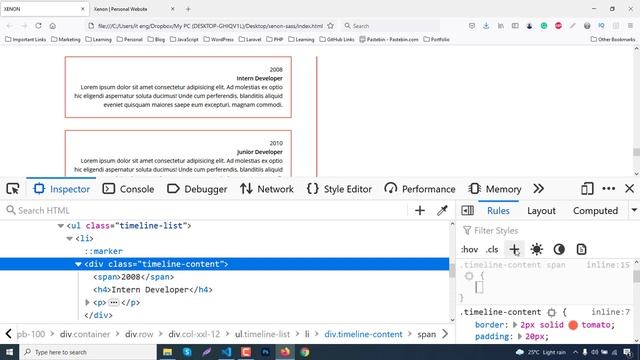 Timeline Section Create a responsive website with SASS & Flexbox Part 11