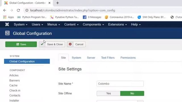 Joomla TIPS 1 - display site name in browser tab