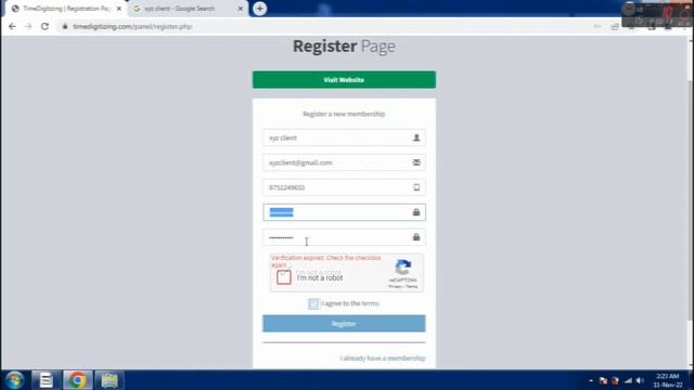 How to create account on TIME DIGITIZING`s PANEL
