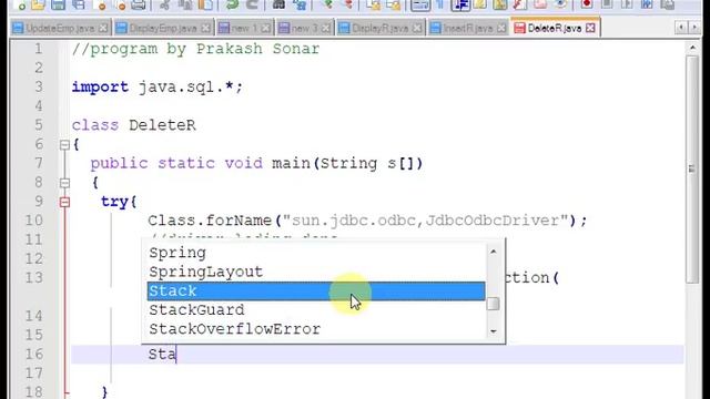 java Delete Record Database program | java Delete DATABASE
