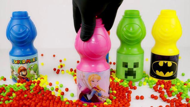Oddly Satisfying Video   Mixing Candy Four Color Garage with Stress Ball Glitter Magic Skittles ASMR