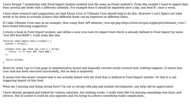 Drupal: Creating custom cron jobs in the same module