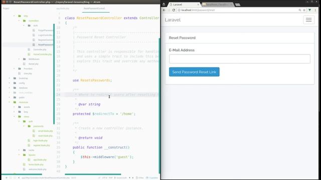 Laravel 5.5 lesson - 6 Registration + Login + Reset Password in 10 minutes