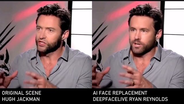 HUGH JACKMAN AND RYAN REYNOLDS, WOLVERINE ( FACE REPLACEMENT, DEEPFACELIVE )
