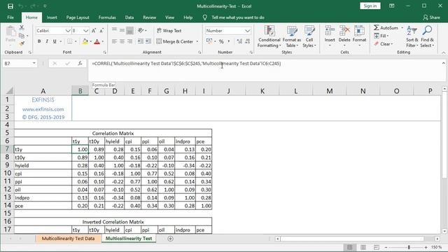 Excel Tutorial. Multicollinearity Test