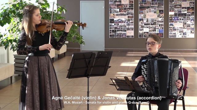 W. A. Mozart - Sonata For Violin And Piano In G Major (II Part) | Duo Agne & Jonas