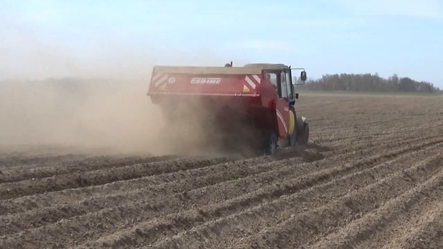 Тракторы МТЗ 82 с Grimme садят картофель в хозяйстве
