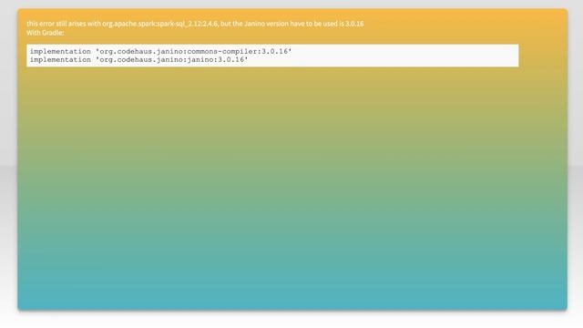 Spark SQL fails with java.lang.NoClassDefFoundError: org/codehaus/commons/compiler/UncheckedComp...