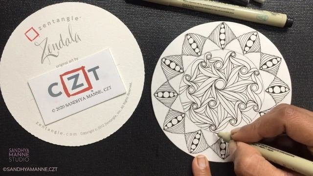ZENDALA JOY Day 7 - String 14 exploring Zentangle and Mandala