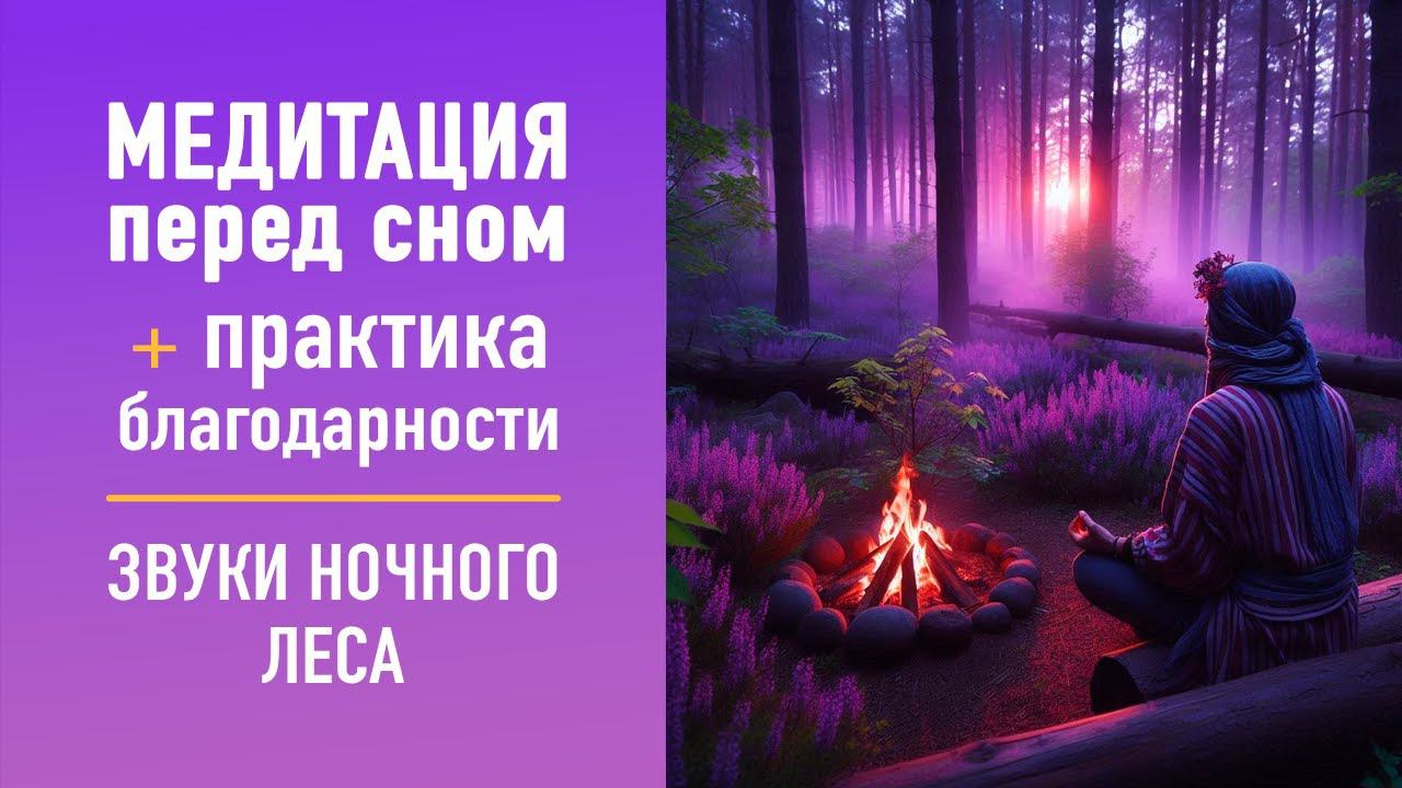 Вечерняя МЕДИТАЦИЯ ПЕРЕД СНОМ под звуки природы с практикой благодарности | вечерний лес с костром