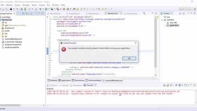 File dx.jar was not loaded from the SDK folder