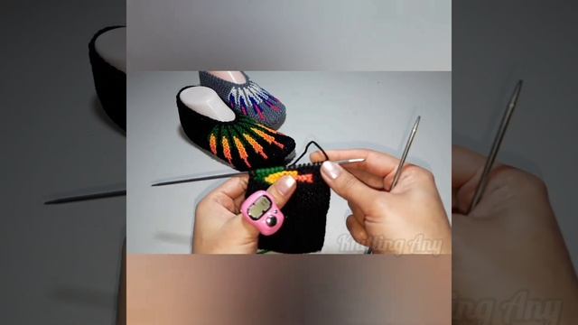 Очень нежные следочки на двух спицахVery delicate footprints on two needles вязание следки спиц