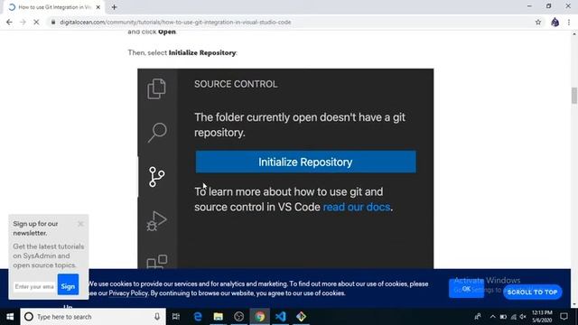 intigrate vs code with git base