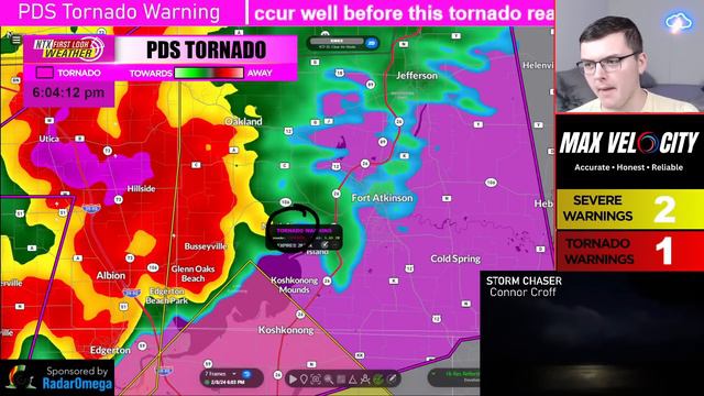 The Large Wisconsin Tornado, As It Occurred Live - 2/8/24