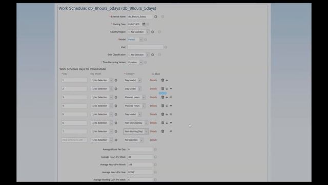 Create Work Schedule - SAP SuccessFactors Employee Central